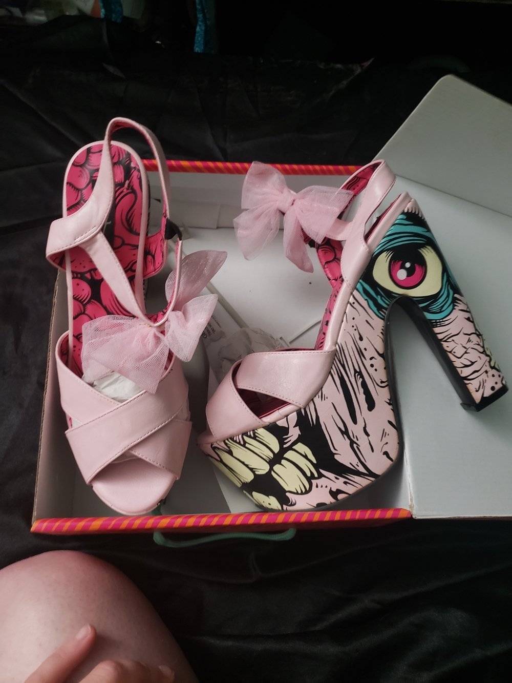 Iron Fist Pink Zombie Platform Sandals with Tulle Bows Extremely Rare Size 10 - Picture 4 of 13